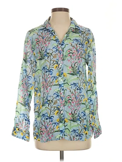 Pre-owned J. Mclaughlin Long Sleeve Button Down Shirt In Blue