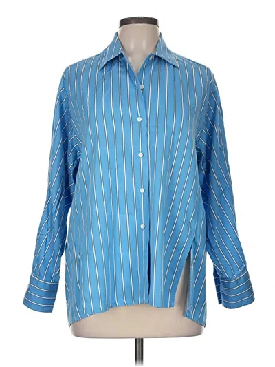 Pre-owned J. Mclaughlin Long Sleeve Button Down Shirt In Blue