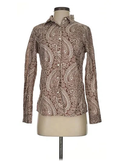 Pre-owned J. Mclaughlin Long Sleeve Button Down Shirt In Brown