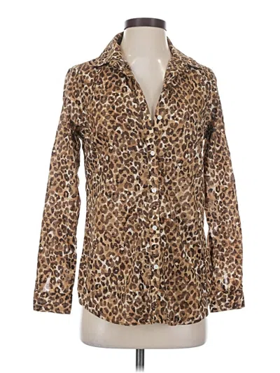 Pre-owned J. Mclaughlin Long Sleeve Button Down Shirt In Brown