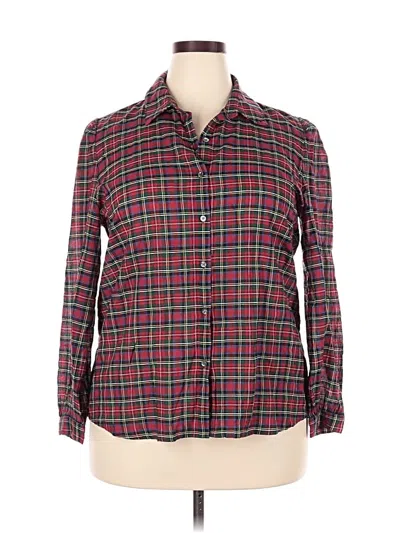 Pre-owned J. Mclaughlin Long Sleeve Button Down Shirt In Burgundy