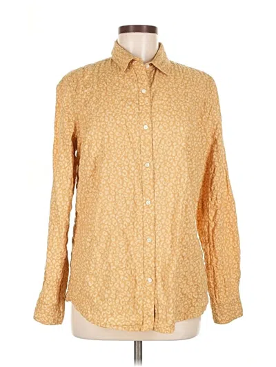 Pre-owned J. Mclaughlin Long Sleeve Button Down Shirt In Gold