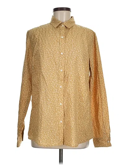 Pre-owned J. Mclaughlin Long Sleeve Button Down Shirt In Gold