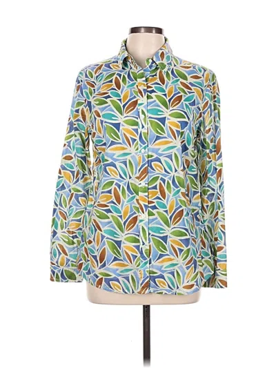 Pre-owned J. Mclaughlin Long Sleeve Button Down Shirt In Green