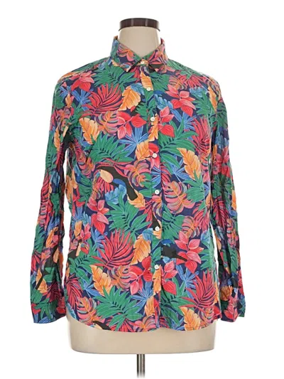 Pre-owned J. Mclaughlin Long Sleeve Button Down Shirt In Green