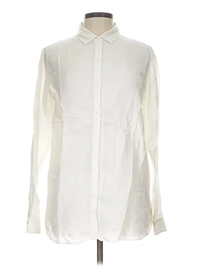 Pre-owned J. Mclaughlin Long Sleeve Button Down Shirt In Ivory