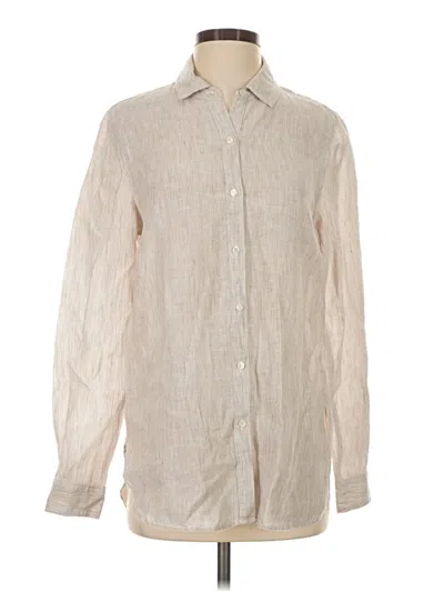 Pre-owned J. Mclaughlin Long Sleeve Button Down Shirt In Ivory