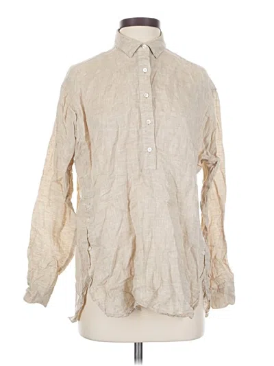 Pre-owned J. Mclaughlin Long Sleeve Button Down Shirt In Tan