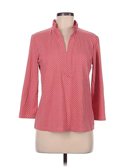 Pre-owned J. Mclaughlin Long Sleeve Polo Shirt In Red