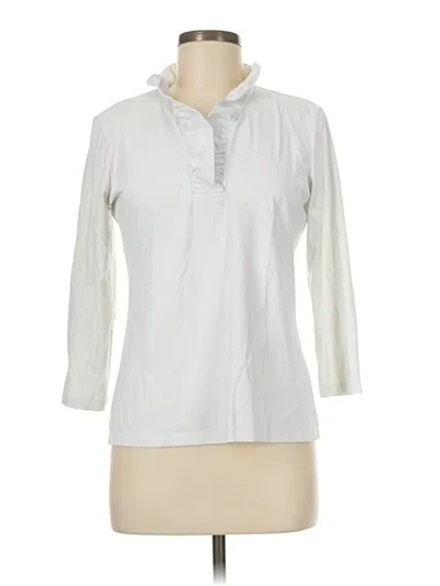 Pre-owned J. Mclaughlin Long Sleeve Polo Shirt In White