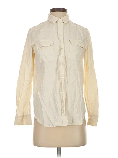 Pre-owned J. Mclaughlin Long Sleeve Silk Top Ivory High Neck Tops In White