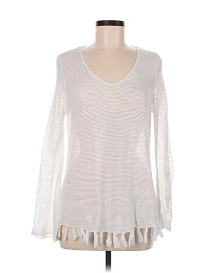 Pre-owned J. Mclaughlin Long Sleeve T-shirt In White