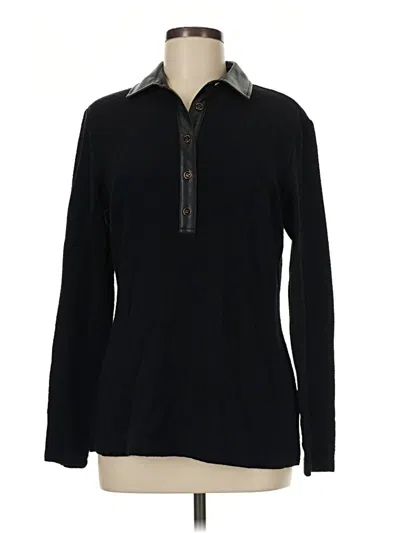 Pre-owned J. Mclaughlin Long Sleeve Top Black Collared Neckline Tops
