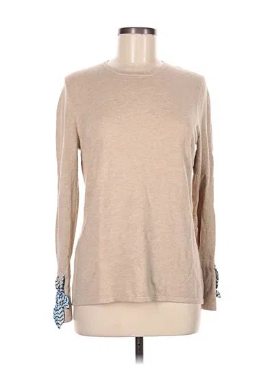 Pre-owned J. Mclaughlin Long Sleeve Top Tan Crew Neck Tops In Brown
