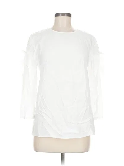 Pre-owned J. Mclaughlin Long Sleeve Top White Crew Neck Tops