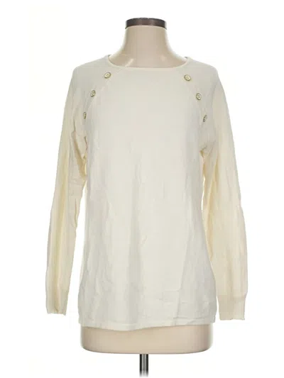 Pre-owned J. Mclaughlin Long Sleeve T-shirt In Ivory