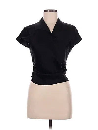 Pre-owned J. Mclaughlin Short Sleeve Blouse In Black