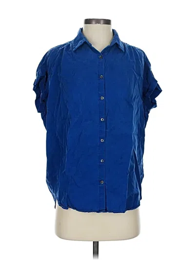 Pre-owned J. Mclaughlin Short Sleeve Blouse In Blue