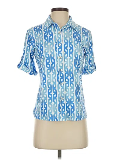 Pre-owned J. Mclaughlin Short Sleeve Blouse In Blue