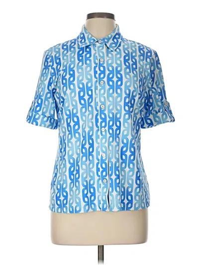 J. Mclaughlin Short Sleeve Blouse In Blue