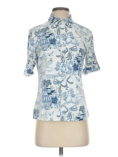 J. Mclaughlin Short Sleeve Blouse In Blue