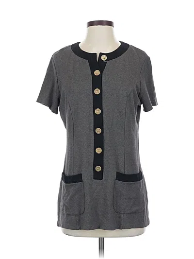 Pre-owned J. Mclaughlin Short Sleeve Top Gray Keyhole Neckline Tops