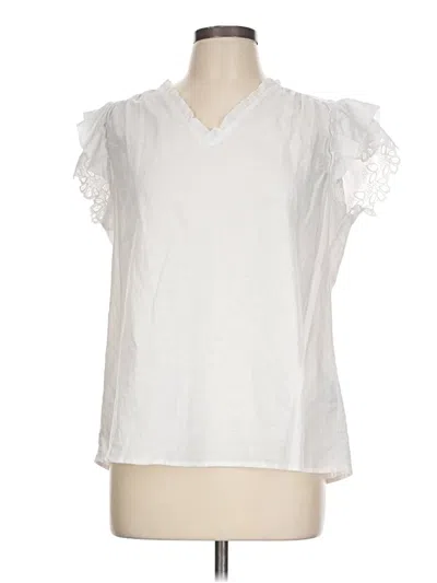 Pre-owned J. Mclaughlin Short Sleeve Top White V Neck Tops