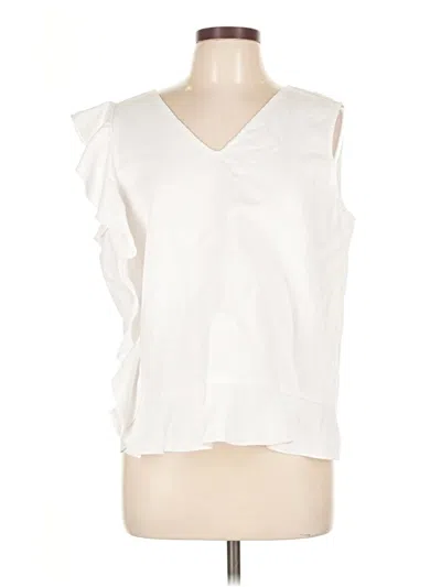 Pre-owned J. Mclaughlin Sleeveless Blouse In White