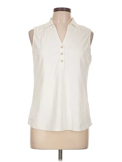 Pre-owned J. Mclaughlin Sleeveless Button Down Shirt In Ivory