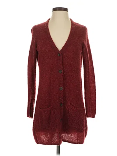 Pre-owned J. Mclaughlin Wool Cardigan Sweater In Burgundy