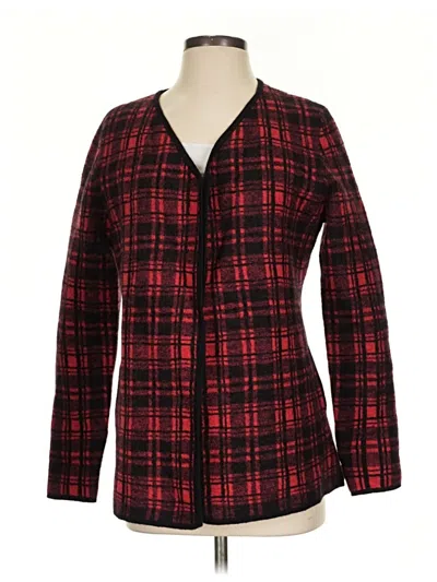 Pre-owned J. Mclaughlin Wool Cardigan Sweater In Red