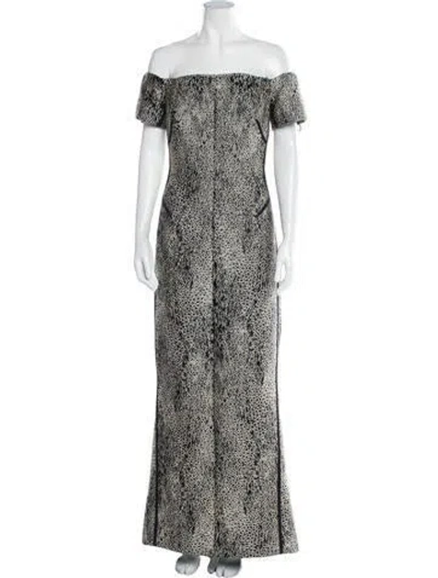 Pre-owned J Mendel Animal Print Long Dress In Neutral