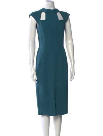 Pre-owned J Mendel Asymmetrical Knee-length Dress In Blue