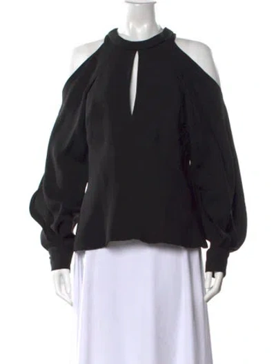 Pre-owned J Mendel Asymmetrical Long Sleeve Blouse In Black