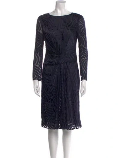 Pre-owned J Mendel Bateau Neckline Knee-length Dress In Blue