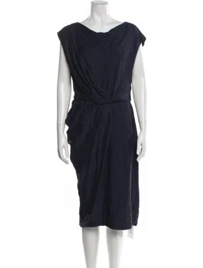 Pre-owned J Mendel Bateau Neckline Midi Length Dress In Neutral