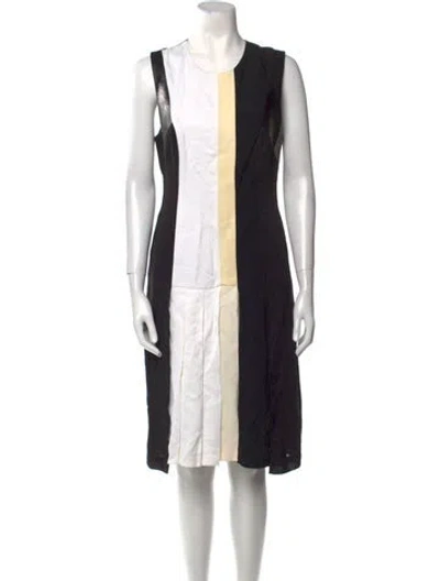 Pre-owned J Mendel Colorblock Pattern Knee-length Dress In Black