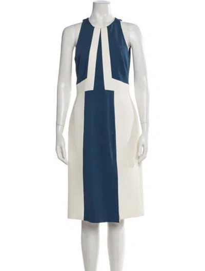 Pre-owned J Mendel Colorblock Pattern Knee-length Dress In Blue