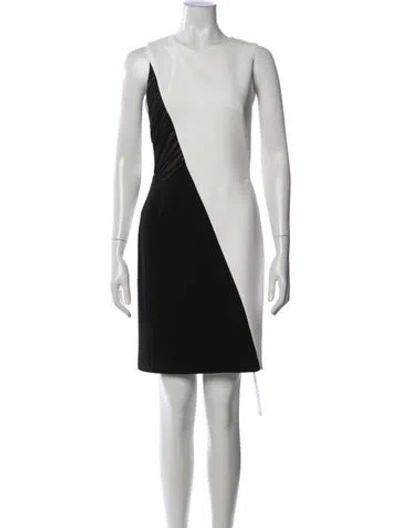 Pre-owned J Mendel Colorblock Pattern Knee-length Dress In White