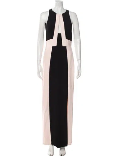 Pre-owned J Mendel Colorblock Pattern Long Dress In Black/pink