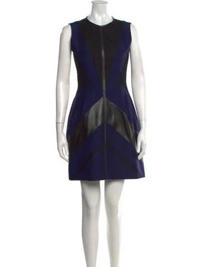 Pre-owned J Mendel Colorblock Pattern Mini Dress In Blue
