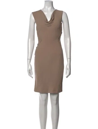 Pre-owned J Mendel Cowl Neck Knee-length Dress In Neutrals