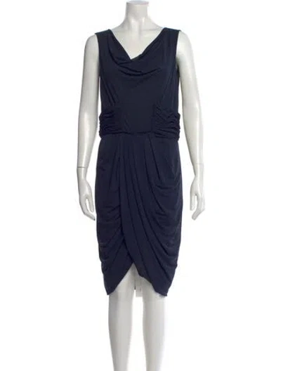 Pre-owned J Mendel Cowl Neck Knee-length Dress W/ Tags In Blue