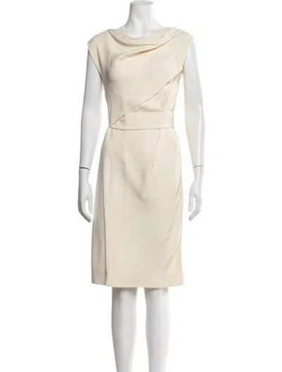 Pre-owned J Mendel Cowl Neck Knee-length Dress In White