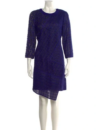 Pre-owned J Mendel Crew Neck Knee-length Dress In Blue