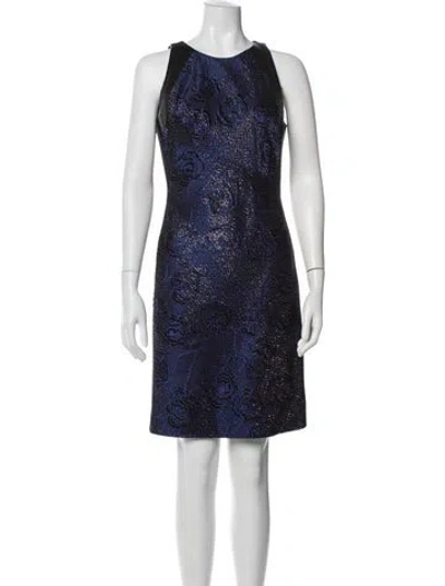 Pre-owned J Mendel Crew Neck Knee-length Dress In Blue