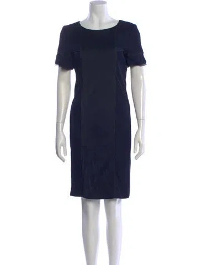 Pre-owned J Mendel Crew Neck Knee-length Dress In Blue