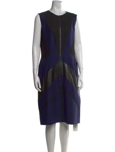 Pre-owned J Mendel Crew Neck Knee-length Dress In Blue