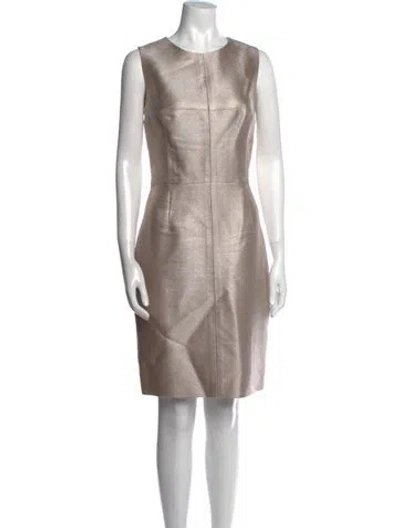 Pre-owned J Mendel Crew Neck Knee-length Dress In Gray