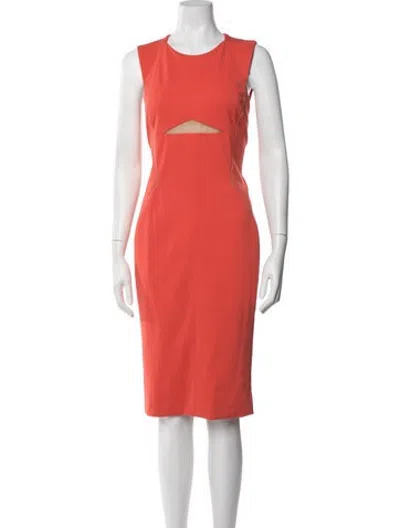 Pre-owned J Mendel Crew Neck Knee-length Dress In Orange